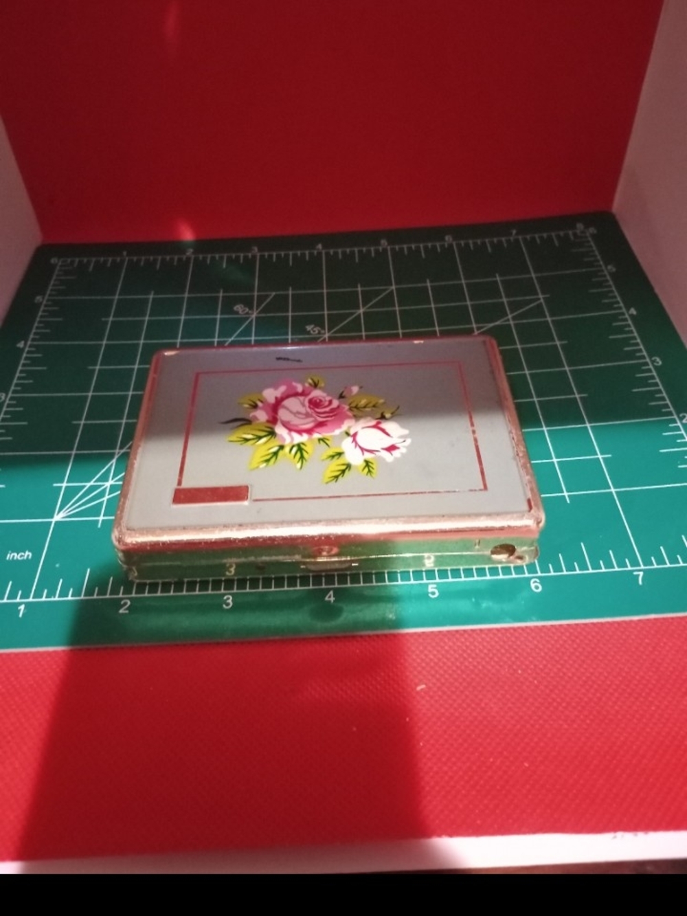 Vintage Floral Compact Mirror - Pink Rose Design